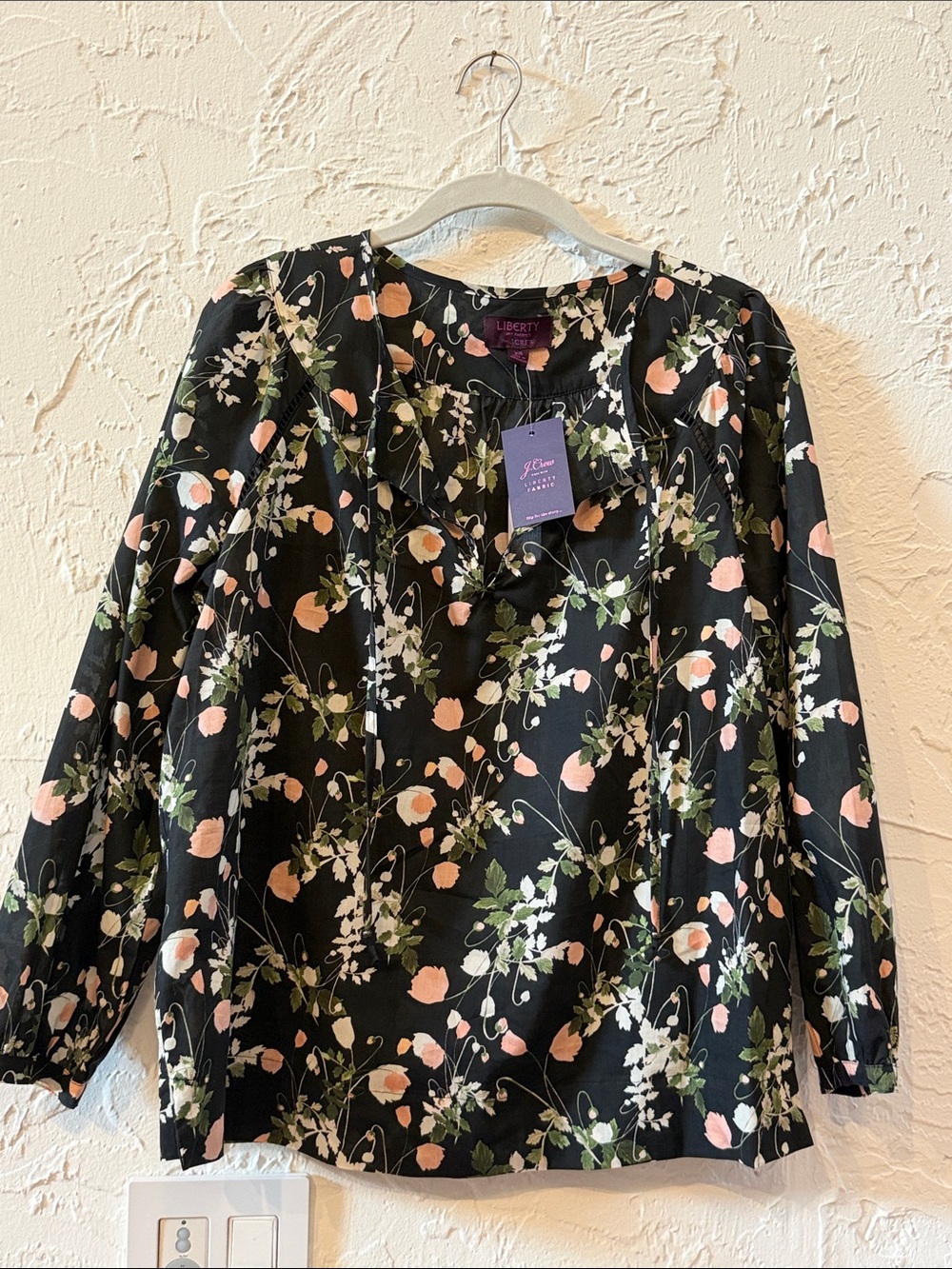 Jcrew Liberty Black Floral Blouse XS new with tags